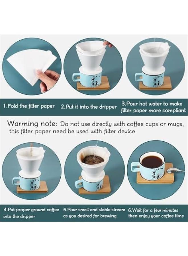 HOOKOR 200 Count V60 Coffee Filter, Disposable Coffee Filters Paper Fit for Drip Coffee Dripper (White#1) - Image 3