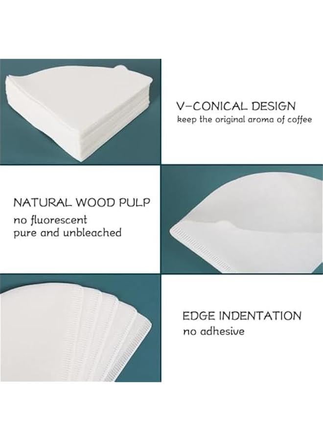 HOOKOR 200 Count V60 Coffee Filter, Disposable Coffee Filters Paper Fit for Drip Coffee Dripper (White#1) - Image 4