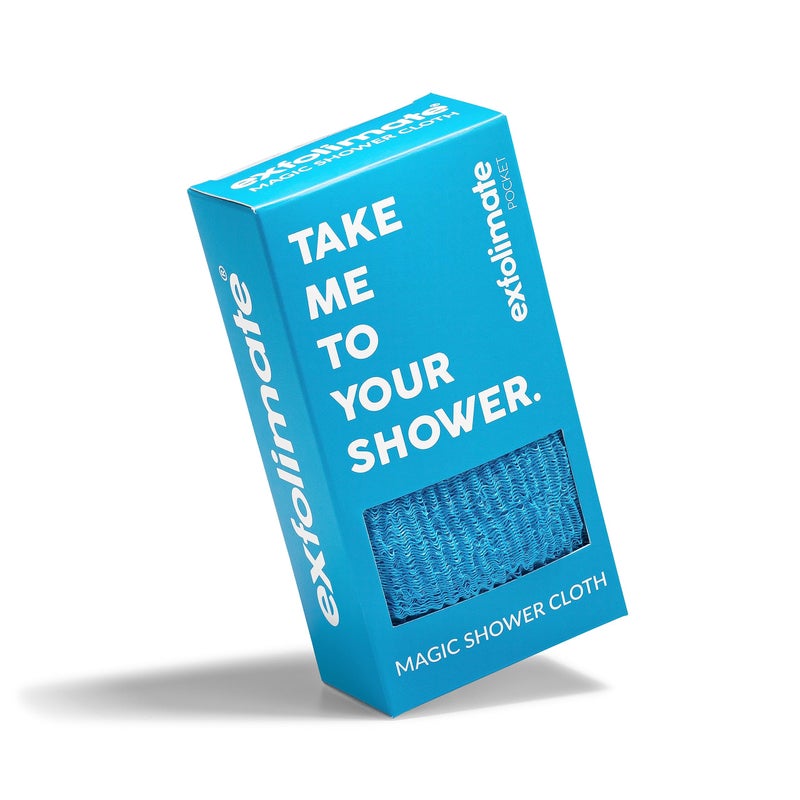 green heart labs ExfoliMATE | Magic Exfoliating Shower Cloth Gently Removes Dead Skin for a Youthful Clear Complexion (Pocket 2.0, Aqua) - Image 1