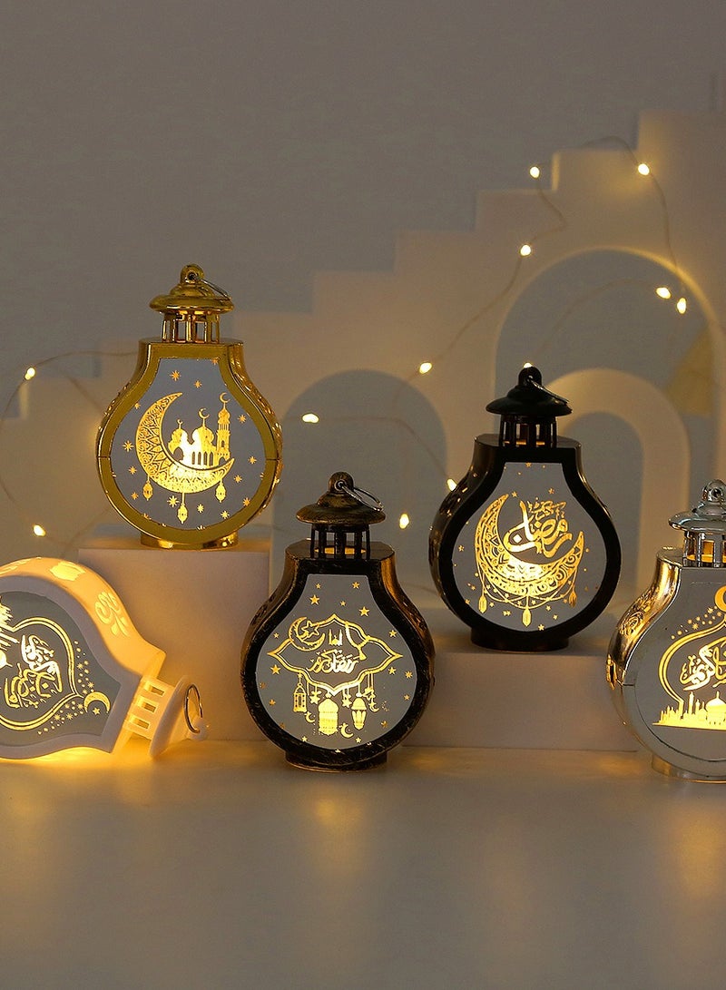 عيد مبارك LED مصباح الرياح زخرفة الإسلام مسلم لوازم ديكور الحفلات فانوس رمضان 2025 عيد الديكور للمنزل هدية الحفلات(لون أبيض)7.7*5*12.6cm  - Image 3