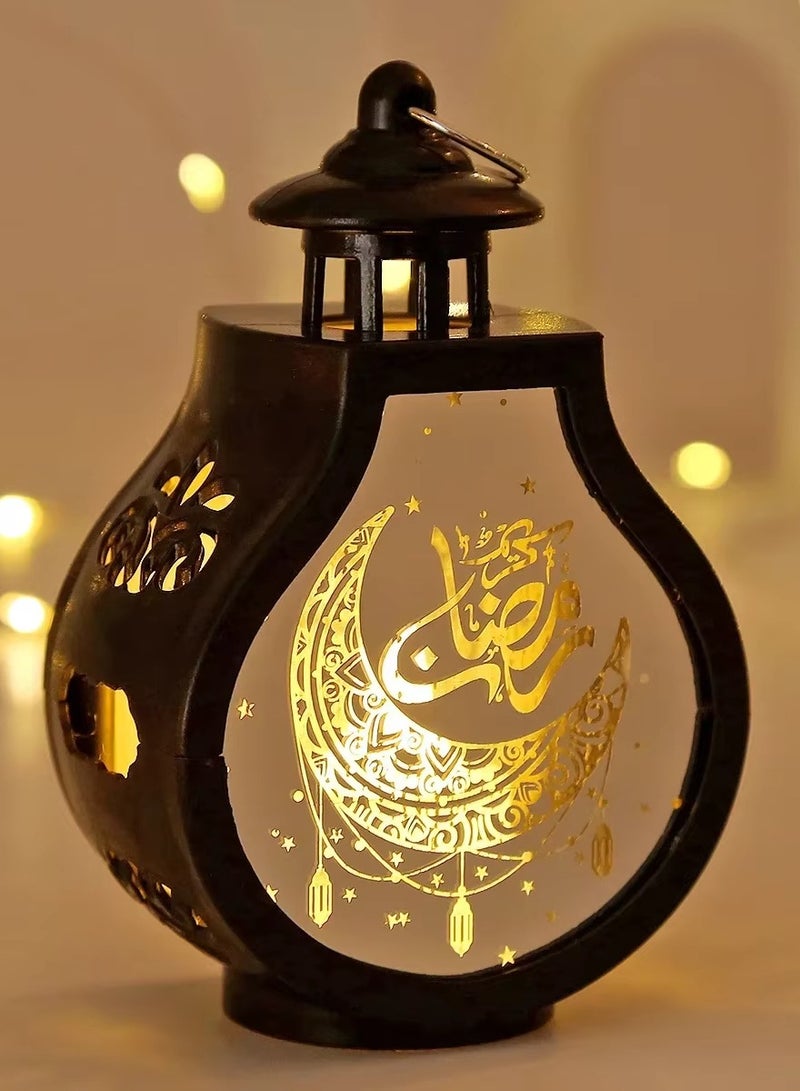 عيد مبارك LED مصباح الرياح زخرفة الإسلام مسلم لوازم ديكور الحفلات فانوس رمضان 2025 عيد الديكور للمنزل هدية الحفلات(لون أبيض)7.7*5*12.6cm  - Image 2