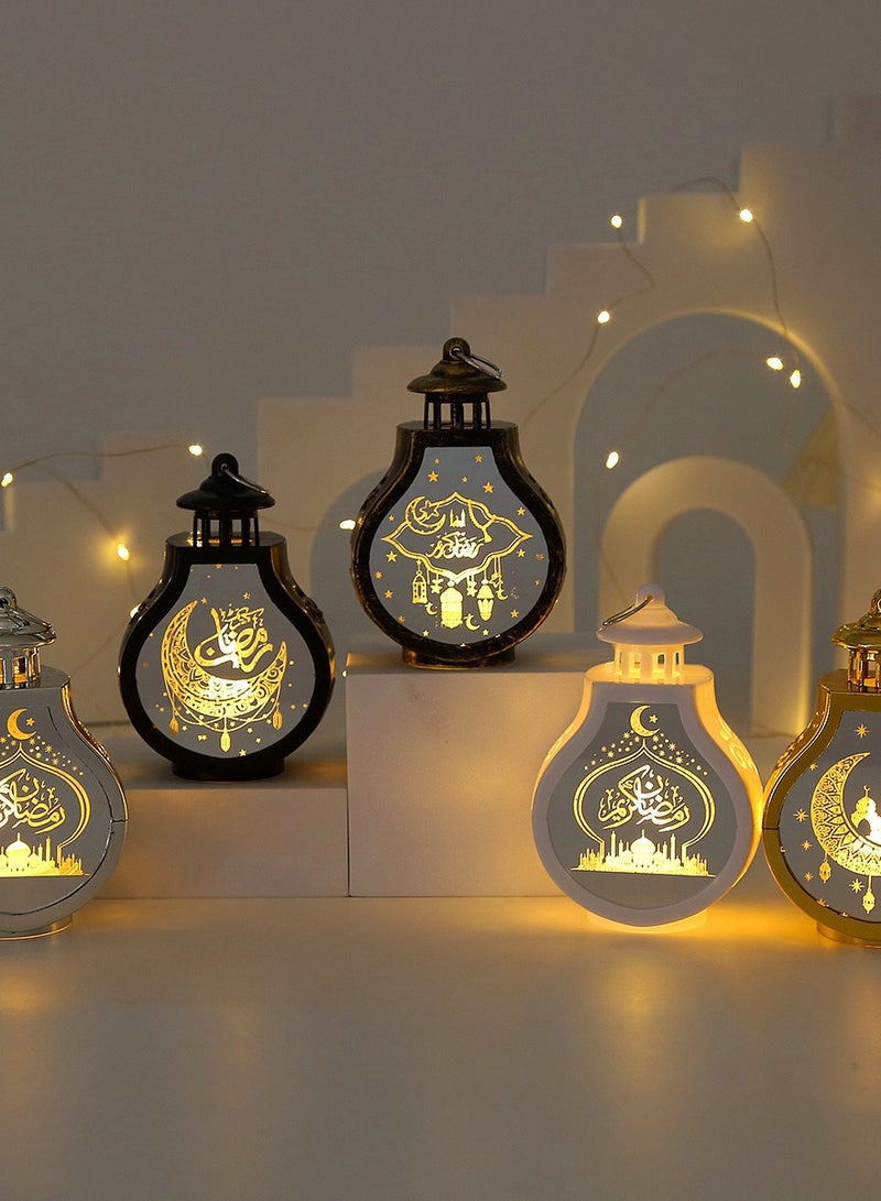 عيد مبارك LED مصباح الرياح زخرفة الإسلام مسلم لوازم ديكور الحفلات فانوس رمضان 2025 عيد الديكور للمنزل هدية الحفلات(لون أبيض)7.7*5*12.6cm  - Image 4