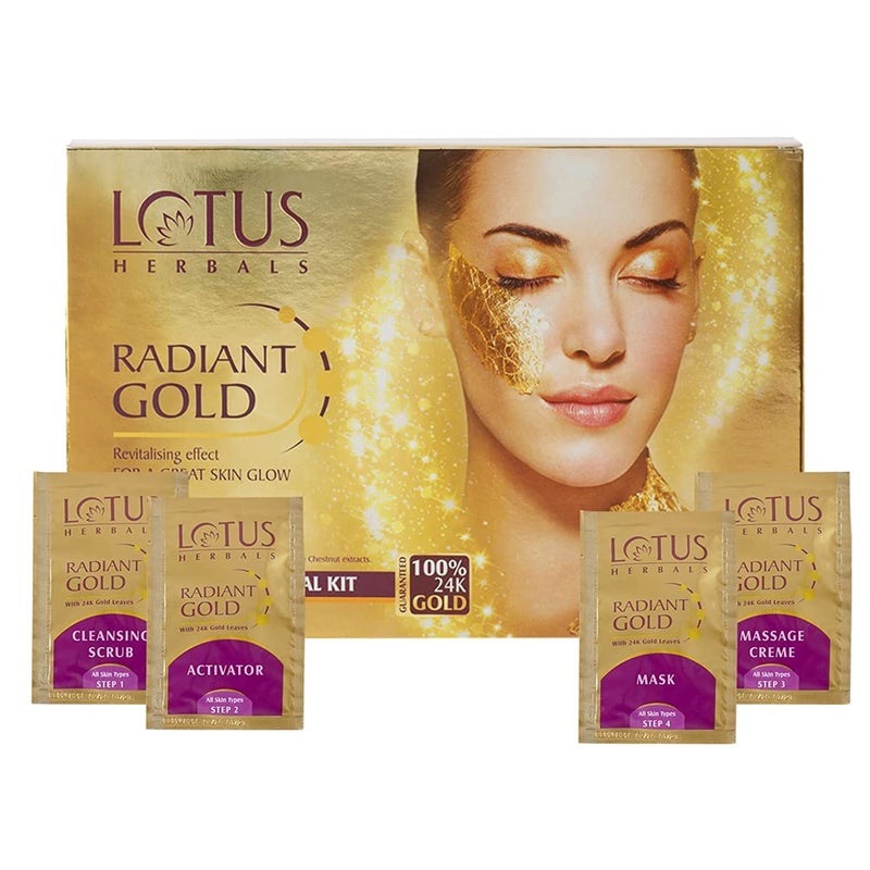 LOTUS HERBALS Lotus Herbals Radiant Gold Cellular Glow 1 Facial Kit  With 24K Gold leaves  For Skin Glow  All Skin Types  37g  - Image 1