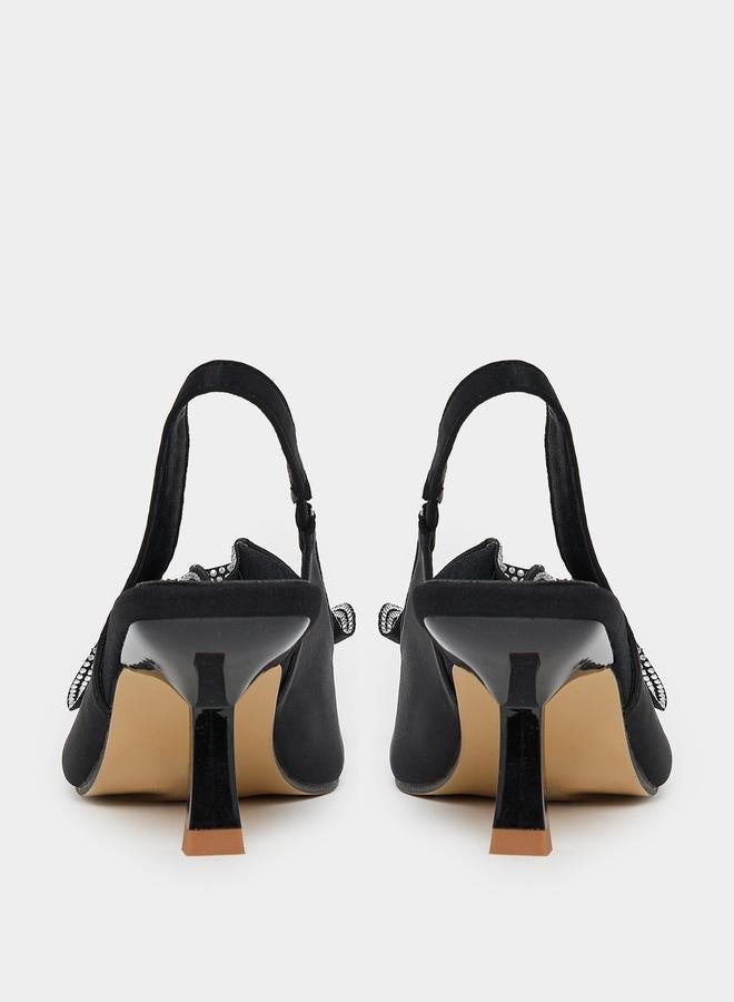 ستايلي حذاء نسائي بكعب مدبب مزين بحزام خلفي - Image 5