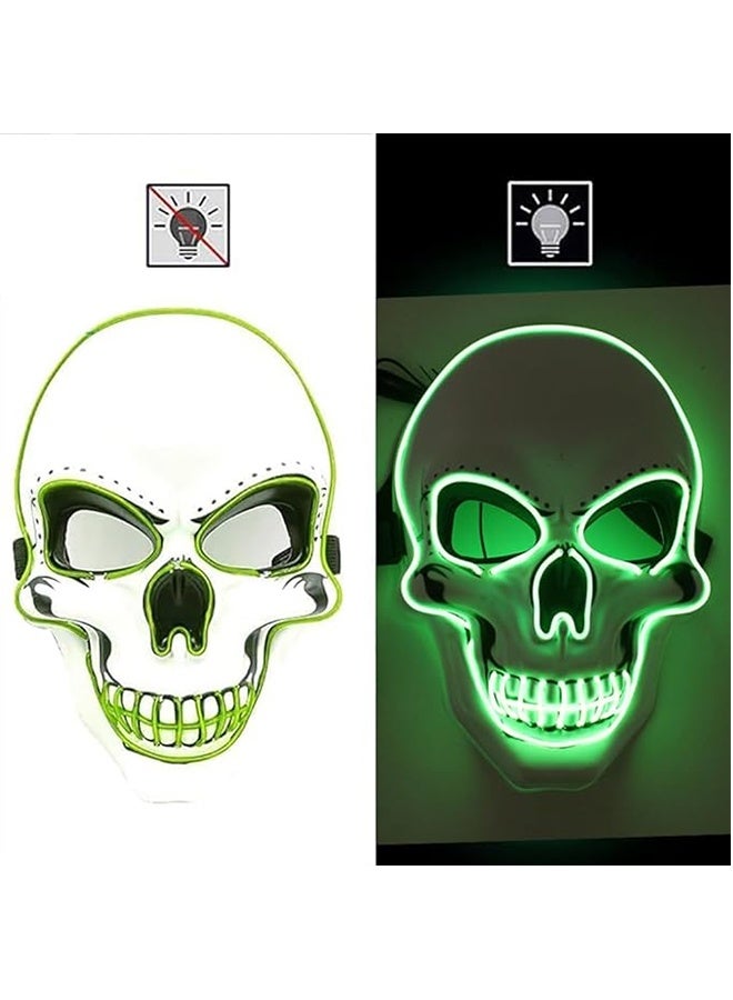 JCB CHIC قناع هالوين LED، قناع هالوين، أقنعة LED للحفلات للرجال والنساء والأطفال والبالغين مع 3 أوضاع إضاءة قناع نيون متوهج عيون متوهجة أزياء تنكرية حفلات تنكرية كرنفال - Image 1