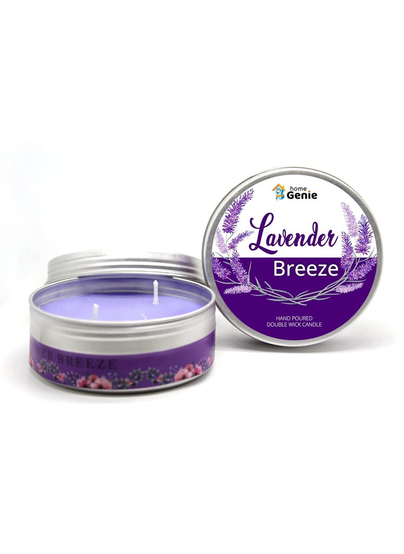 HOME GENIE Home Genie Double Wick Lavender Candle Dual Wick Candle Long Burn Twin Wick Candle Candles for Home Dcor Diwali Birthday Party Burning Time Approx 25 Hours  - Image 1