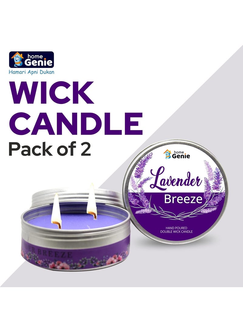 HOME GENIE Home Genie Double Wick Lavender Candle Dual Wick Candle Long Burn Twin Wick Candle Candles for Home Dcor Diwali Birthday Party Burning Time Approx 25 Hours  - Image 4