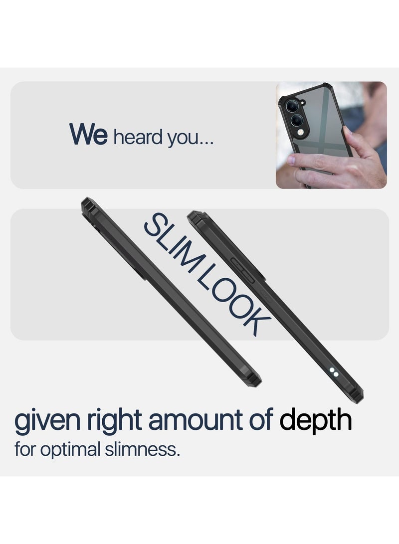 Vivo Y04 Clear Case Hard PC Back Cover with Shockproof TPU Black Border 360 Degree Impact Resistant non-Yellowing Transparent Cover For Vivo Y04 - Image 2