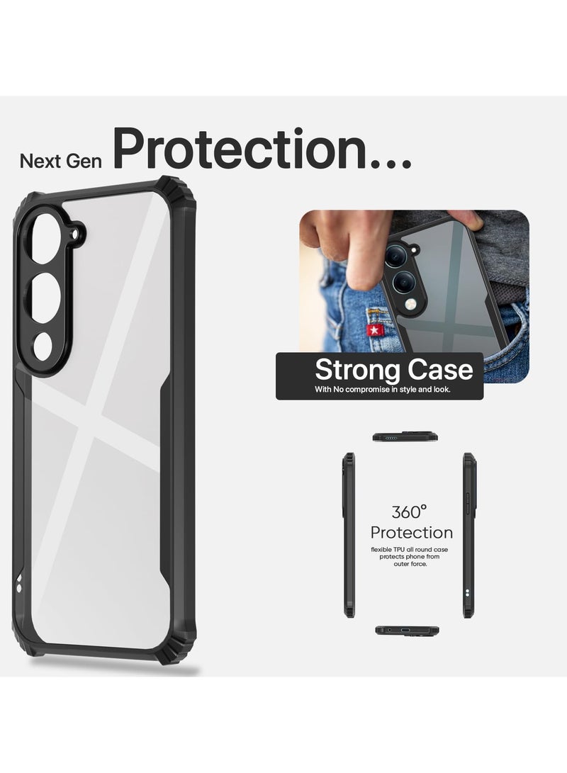 Vivo Y04 Clear Case Hard PC Back Cover with Shockproof TPU Black Border 360 Degree Impact Resistant non-Yellowing Transparent Cover For Vivo Y04 - Image 3