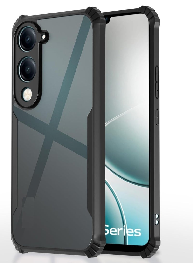 Vivo Y04 Clear Case Hard PC Back Cover with Shockproof TPU Black Border 360 Degree Impact Resistant non-Yellowing Transparent Cover For Vivo Y04 - Image 1