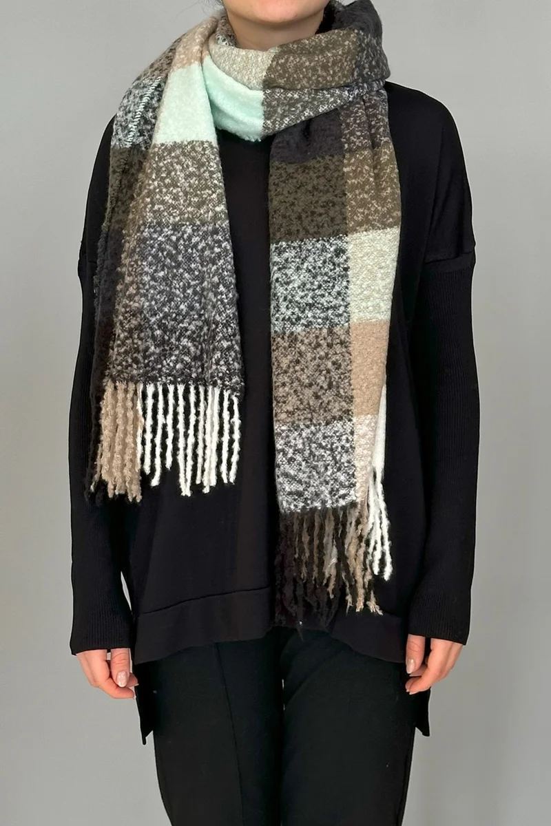 REMSA Tassel Boucle Scarf Shawl 45X200 cm 1292 Black