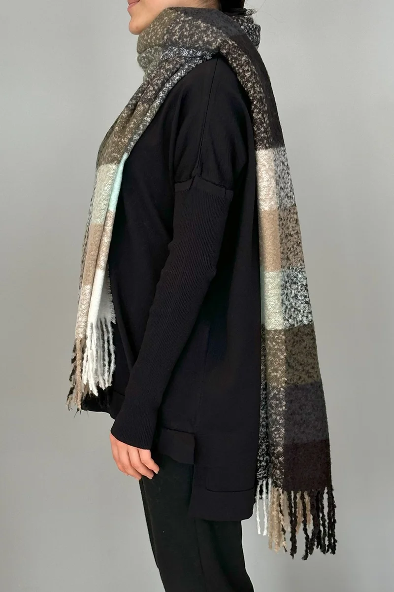 REMSA Tassel Boucle Scarf Shawl 45X200 cm 1292 Black