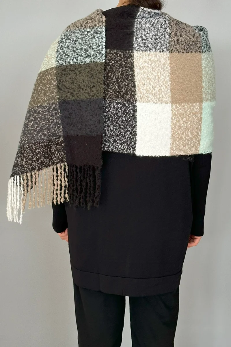 REMSA Tassel Boucle Scarf Shawl 45X200 cm 1292 Black