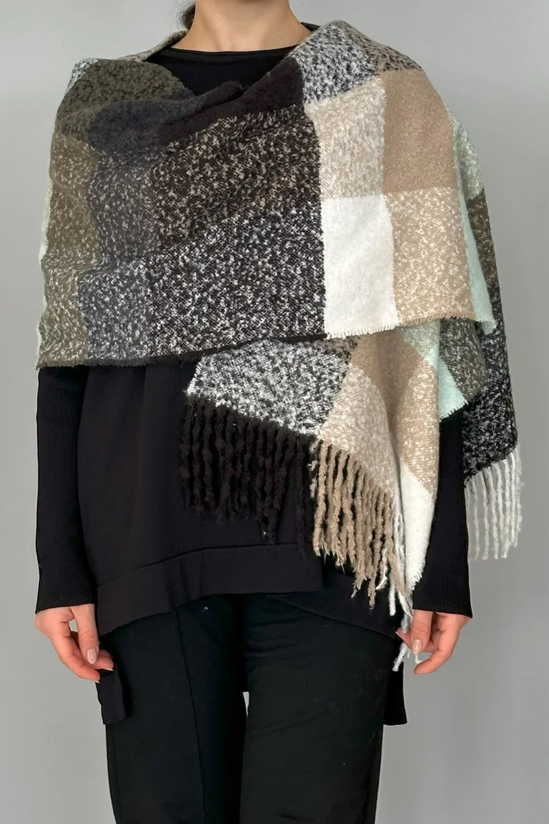 REMSA Tassel Boucle Scarf Shawl 45X200 cm 1292 Black