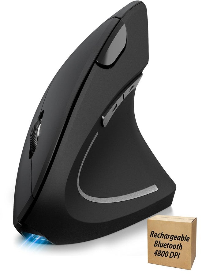 TECKNET Ergonomic Mouse, Bluetooth Wireless Vertical Mouse, Connect 3 Devices Simultaneously, 4800 DPI Rechargeable Carpal Tunnel Mouse for Laptop, PC, MacBook, iPad - Black - Image 1