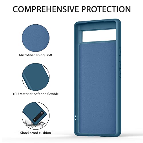 Tobfit TPU Back Cover Case for Google Pixel 6a, Soft Protective Shockproof Phone Cover for Women Men, Durable Anti-Scratch Shockproof Phone Case ONLY for Google Pixel 6a (Deep Blue) - Image 5