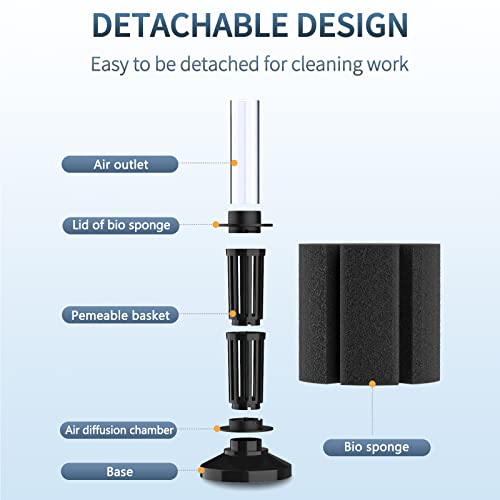 Pawfly Large Aquarium Bio Sponge Filter Quiet Fish Foam Filter with Airline Tubing Suction Cups Check Valve Connectors and Control Valve Accessories for Betta Fry Shrimp Fish Tank up to 60 Gallon - Image 5
