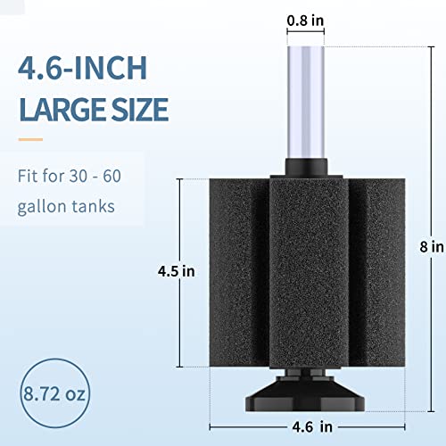 Pawfly Large Aquarium Bio Sponge Filter Quiet Fish Foam Filter with Airline Tubing Suction Cups Check Valve Connectors and Control Valve Accessories for Betta Fry Shrimp Fish Tank up to 60 Gallon - Image 3