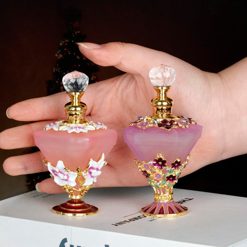 SEVENBEES 30ml Decorative Glass Perfume Bottle with Purple Diamond Bottle Body and Forget-me-not Flower - Refillable Empty Glass Bottle for Home Decor - Mothers Day Gifts - Image 5