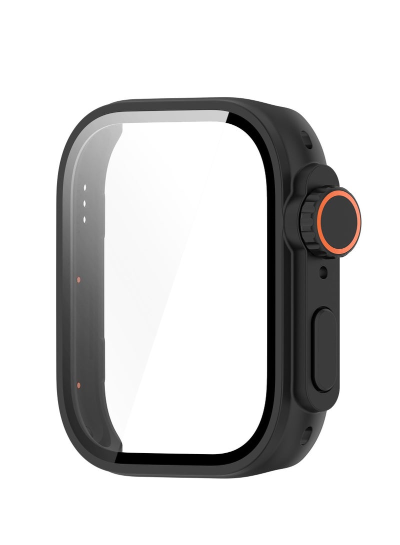 Full Coverage Case with Screen Protector Compatible with Huawei Watch Fit 3 PC and Real Glass Protective Case Cover Smart Watch Accessories(PC/Black)  - Image 1