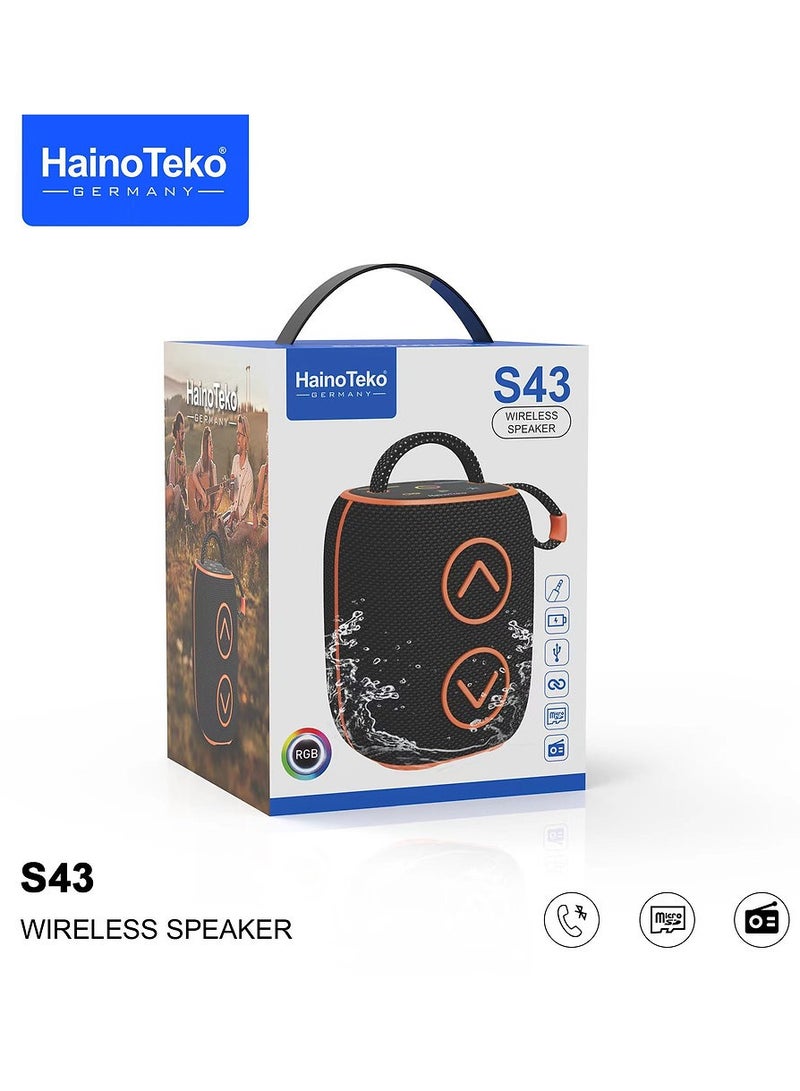 Haino Teko Haino Teko Germany S43 Portable Speaker With Button Control and RGB Colour Black  - Image 5