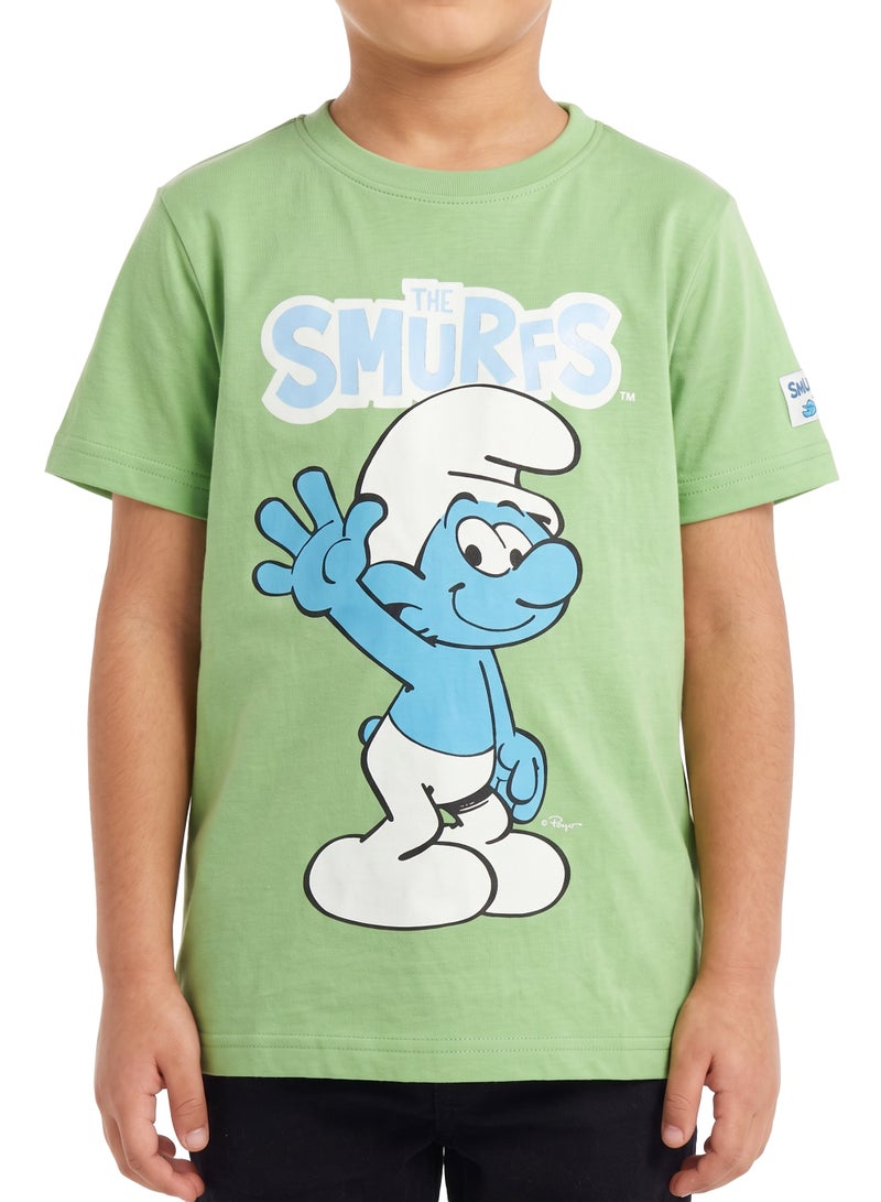 Trucare The Smurfs Classic Character Graphic T-Shirt for Kids | Logo Print Casual Crew Neck Tee - Image 4