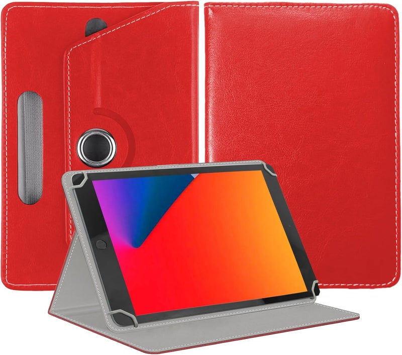 EKAM Universal Stand Folio Case Cover for All 8" Tablets (Fire HD 8, Lenovo Tab M8 8 inch, iPad Mini 5/4/3/2/1,iPad mini 6), PU Leather case Fit for all 8inch tablets (Red) - Image 1