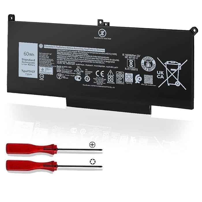 RI F3YGT 7.6V 60Wh Laptop Batteries Compatible with Dell Latitude 12 7000 7280 7290 13 7380 7390 14 7480 7490 E7280 E7480 E7290 E7380 E7390 E7490, Fits 2X39G DM3WC 0DM3WC DM6WC KG7VF - Image 1