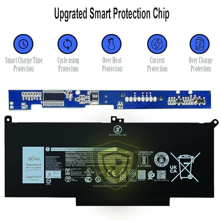 RI F3YGT 7.6V 60Wh Laptop Batteries Compatible with Dell Latitude 12 7000 7280 7290 13 7380 7390 14 7480 7490 E7280 E7480 E7290 E7380 E7390 E7490, Fits 2X39G DM3WC 0DM3WC DM6WC KG7VF - Image 4