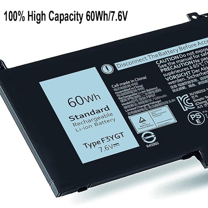 RI F3YGT 7.6V 60Wh Laptop Batteries Compatible with Dell Latitude 12 7000 7280 7290 13 7380 7390 14 7480 7490 E7280 E7480 E7290 E7380 E7390 E7490, Fits 2X39G DM3WC 0DM3WC DM6WC KG7VF - Image 2