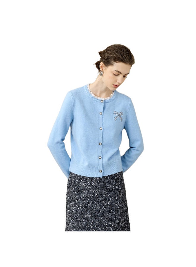 Yanyee Lace Knit Sweater Women Winter Premium Straight Slim Fit Cardigan Top Gray S - Image 4