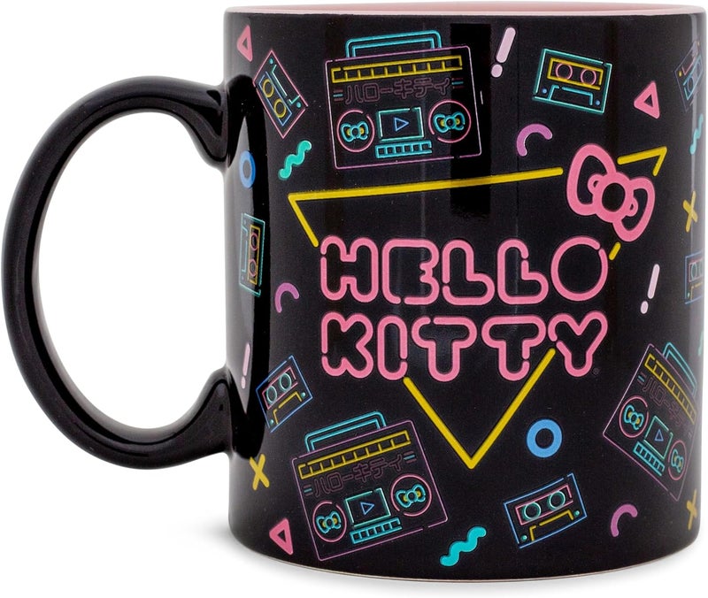 Silver Buffalo Sanrio Hello Kitty Retro Boombox and Cassette Print Ceramic Mug  Large Coffee Cup For Espresso Tea Coca  Holds 20 Ounces - Image 1