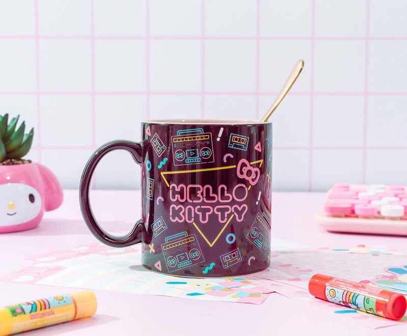 Silver Buffalo Sanrio Hello Kitty Retro Boombox and Cassette Print Ceramic Mug  Large Coffee Cup For Espresso Tea Coca  Holds 20 Ounces - Image 4