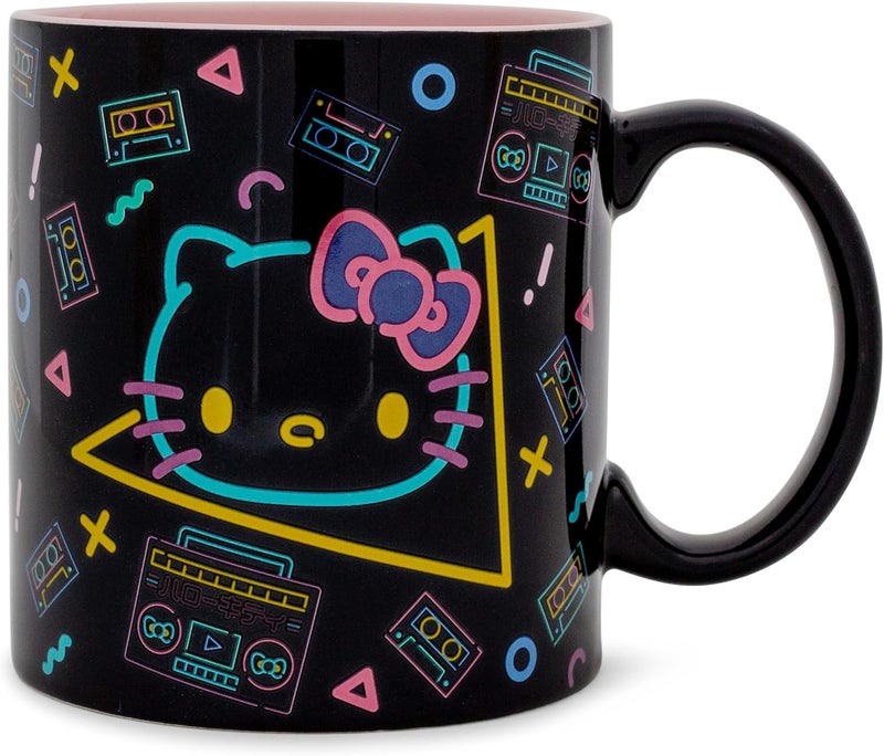 Silver Buffalo Sanrio Hello Kitty Retro Boombox and Cassette Print Ceramic Mug  Large Coffee Cup For Espresso Tea Coca  Holds 20 Ounces - Image 3