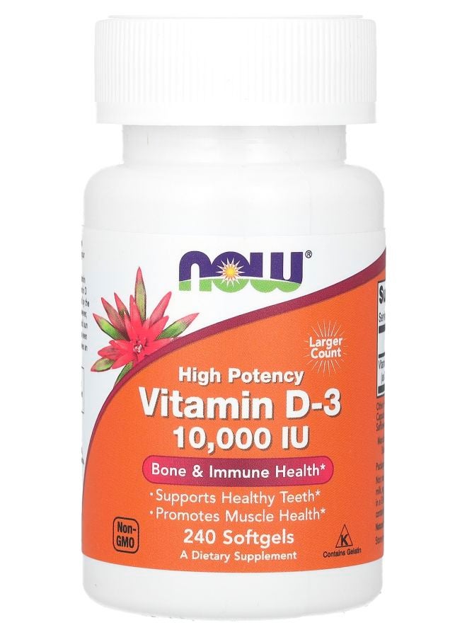 now Vitamin D-3 High Potency 10000 IU 240 Softgels