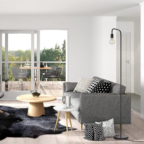 Globe Electric 12937 Holden 70" Floor Lamp, Black, Satin Finish, in-Line On/Off Foot Switch - Image 3
