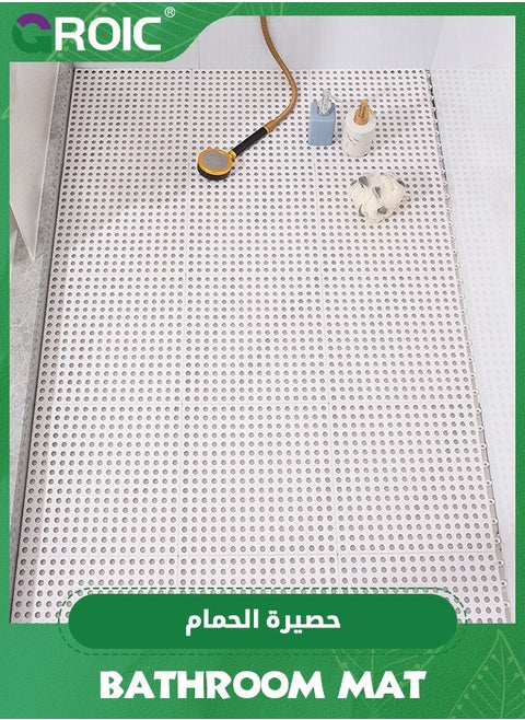 10 PCS Bathroom Non-Slip Floor Mat Cuttable Shower Toilet Interlocking Rubber Floor Tiles with Drain Holes Reversible Plastic Rug 30 * 30CM,Non Slip Bathtub-Mat(White)