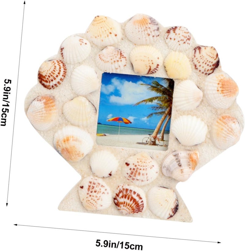 ABOOFAN Mediterranean Style Shell Photo Frame 15x15cm Creative Picture Holder Decorative Desk Frame for Bedroom and Room Home Décor - Image 2