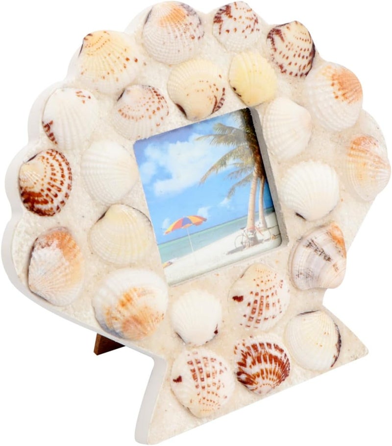 ABOOFAN Mediterranean Style Shell Photo Frame 15x15cm Creative Picture Holder Decorative Desk Frame for Bedroom and Room Home Décor - Image 1