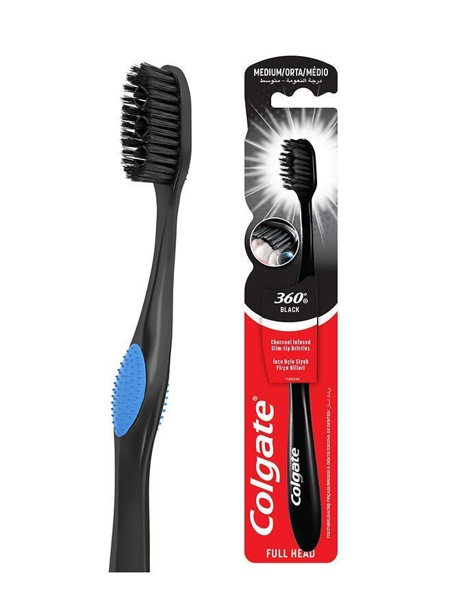 Colgate 360 Charcoal Black Deep Clean Medium Toothbrush, 1'S BLK