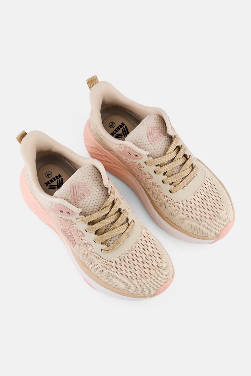 RBX Women Lace Up Running Shoes, Beige - Image 3