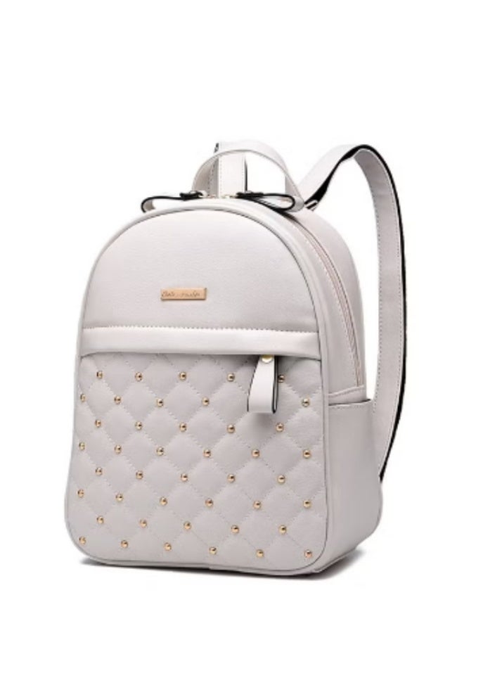 DUNISO Women’s Off - White Backpack | Quilted & Rivet Design, A New Favorite for Casual Outings - Image 2
