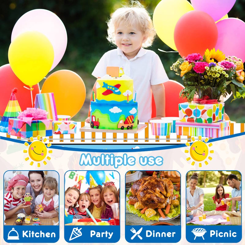 Irenare 3 Pieces Train Plastic Tablecloths Train Birthday Party Supplies Boy Tablecovers Party Decorations 51 x 87 Inch - Image 5