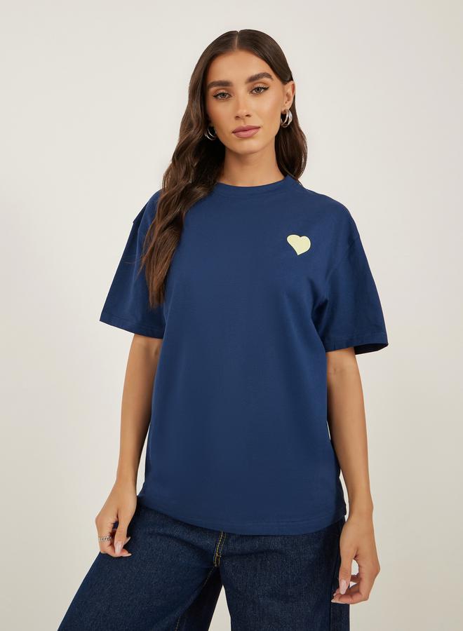 Styli Slogan Print Dropped Shoulder Oversized T-Shirt - Image 1