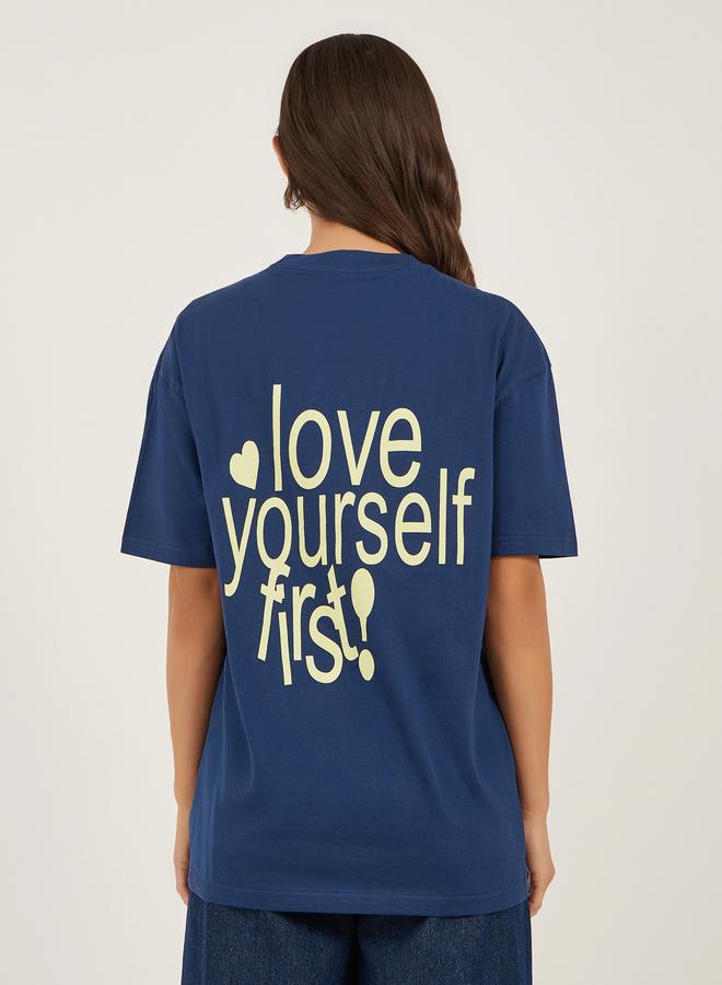 Styli Slogan Print Dropped Shoulder Oversized T-Shirt - Image 5