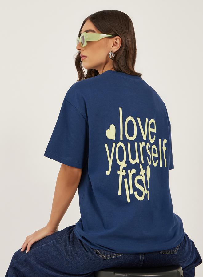 Styli Slogan Print Dropped Shoulder Oversized T-Shirt - Image 2