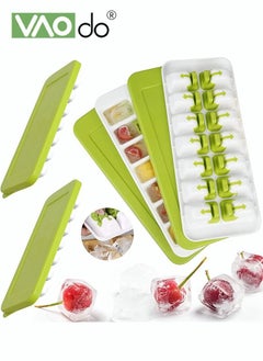 2PCS Ice Cube Trays Easy-Release Silicone & Flexible 14-Ice Cube Trays with Spill-Resistant Removable BPA Free for Freezer Stackable Ice Trays with Covers