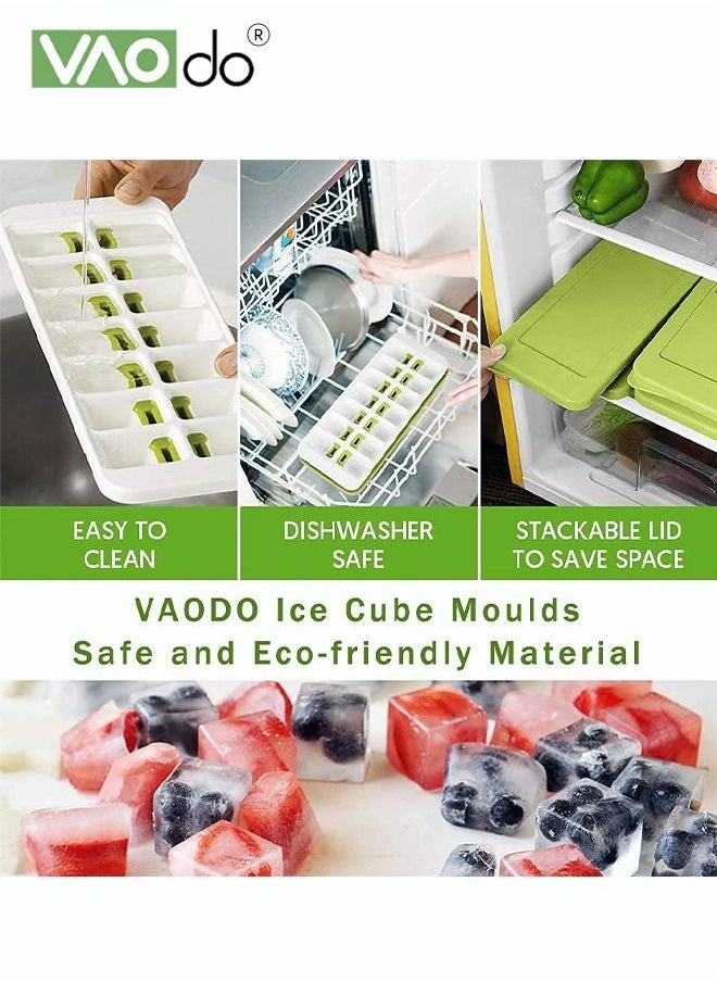 VAOdo - 2PCS Ice Cube Trays Easy-Release Silicone & Flexible 14-Ice Cube Trays with Spill-Resistant Removable BPA Free for Freezer Stackable Ice Trays with Covers - Image 1