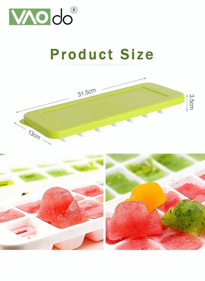 VAOdo - 2PCS Ice Cube Trays Easy-Release Silicone & Flexible 14-Ice Cube Trays with Spill-Resistant Removable BPA Free for Freezer Stackable Ice Trays with Covers - Image 1