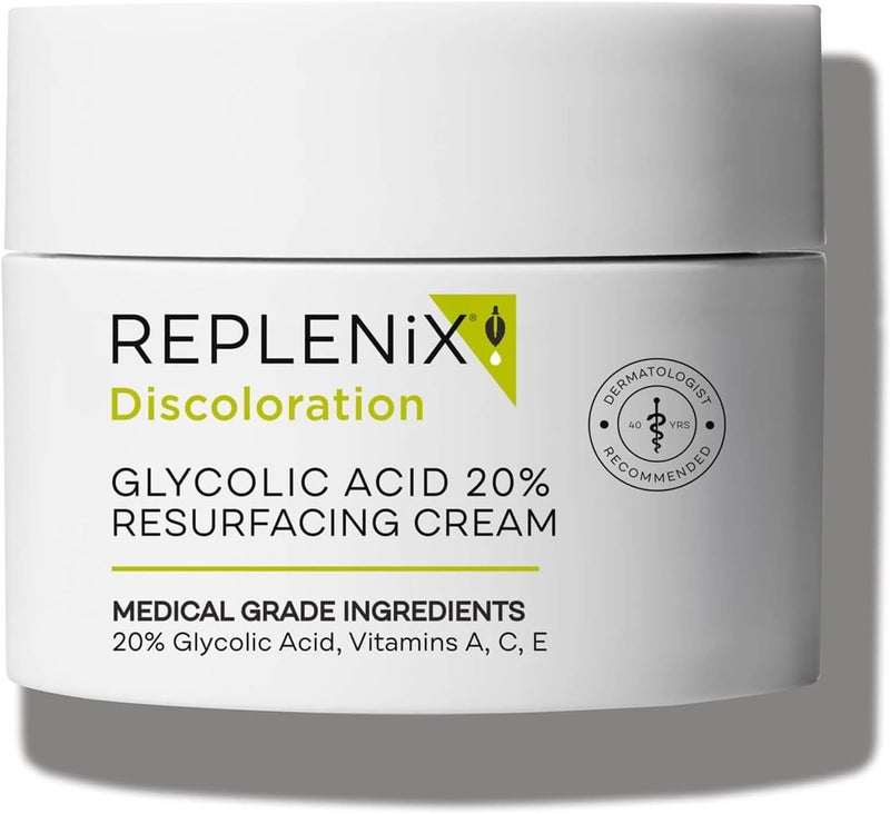 Replenix Glycolix Elite Glycolic Acid 20% Resurfacing Cream with Vitamins A, C, E - Dark Spot Corrector and Pore Reducer, 1.7 oz - Image 1